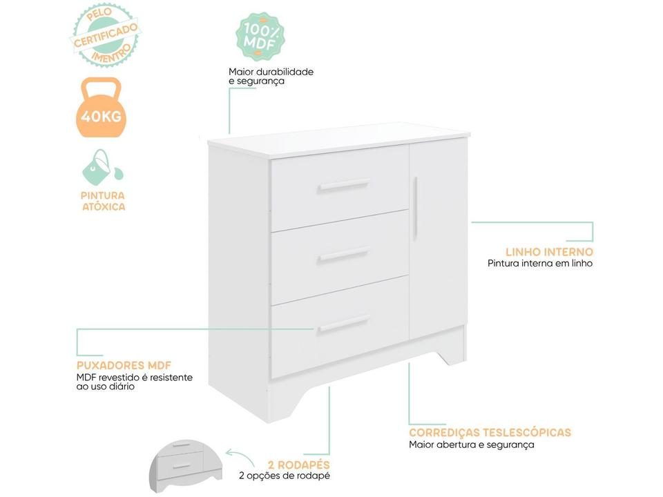 Cômoda Infantil 3 Gavetas Moveis Peroba Magia - 7