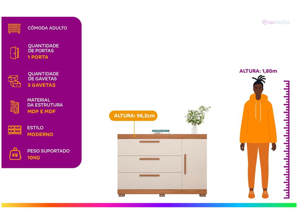 Cômoda Multiuso 3 Gavetas Caemmun Éden - 1