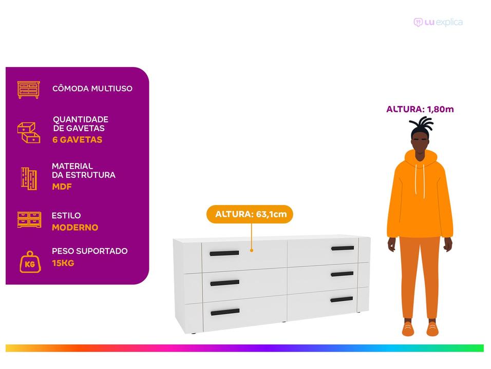 Cômoda Multiuso 6 Gavetas Politorno Móveis Lisboa - 1