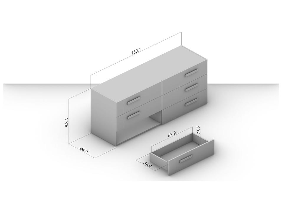 Cômoda Multiuso 6 Gavetas Politorno Móveis Lisboa - 3