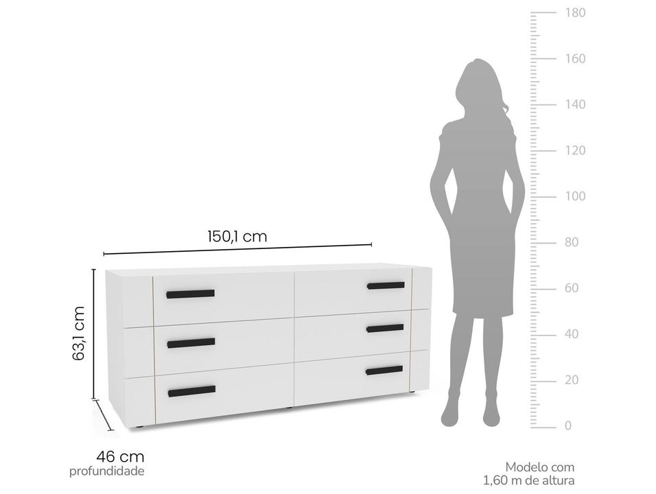 Cômoda Multiuso 6 Gavetas Politorno Móveis Lisboa - 2