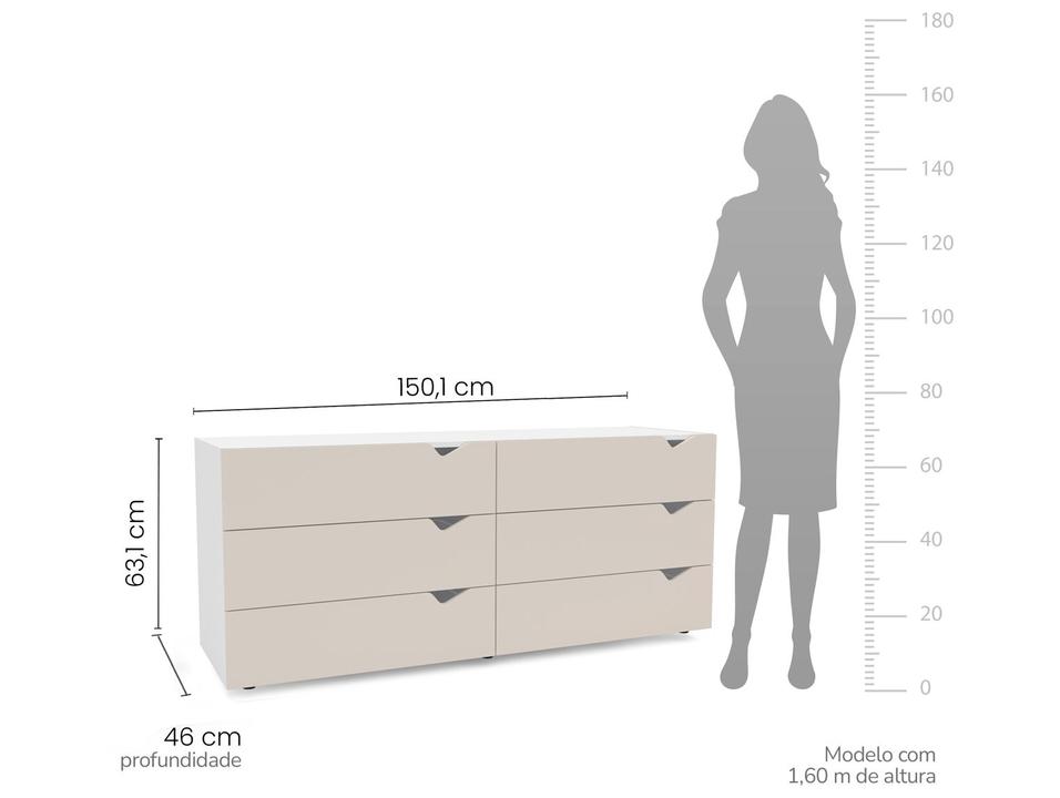Cômoda Multiuso 6 Gavetas Politorno Móveis Porto - 2
