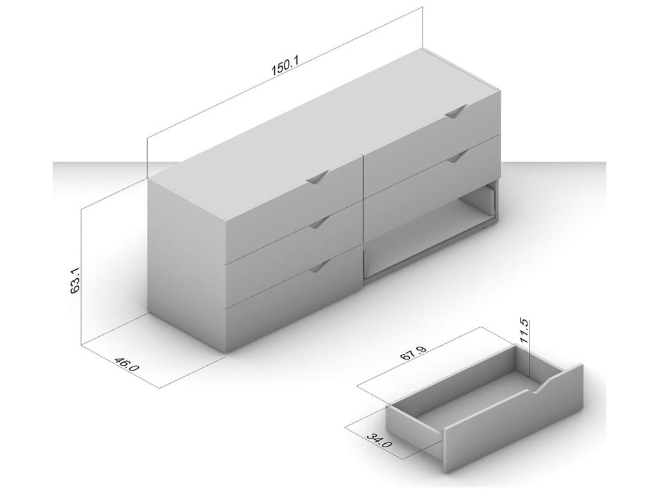 Cômoda Multiuso 6 Gavetas Politorno Móveis Porto - 3
