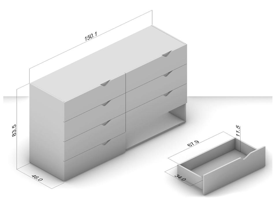 Cômoda Multiuso 8 Gavetas Politorno Móveis Porto - 3