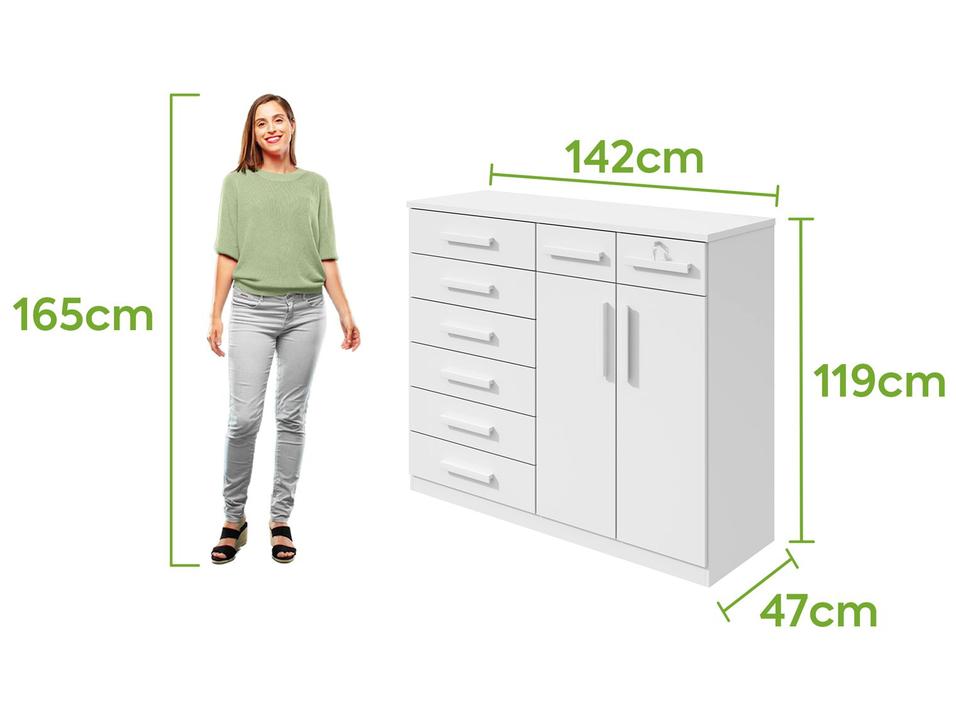 Cômoda Multiuso com Sapateira 8 Gavetas 2 Portas Móveis Lopas Toronto - 2