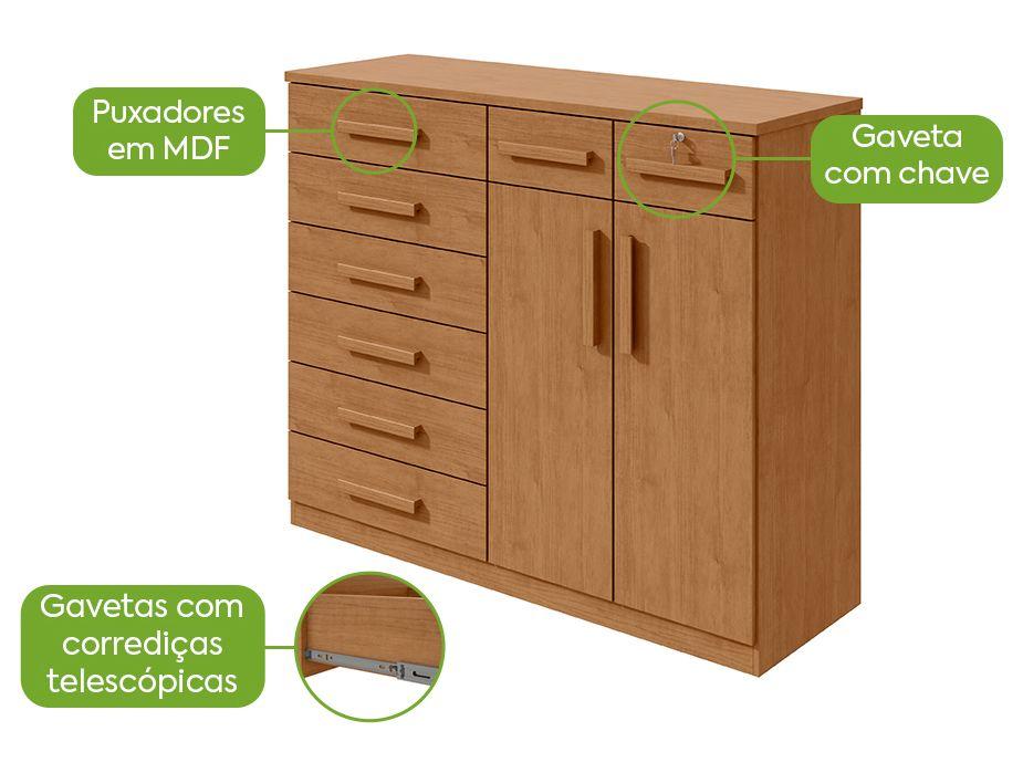 Cômoda Multiuso com Sapateira 8 Gavetas 2 Portas Móveis Lopas Toronto - 1