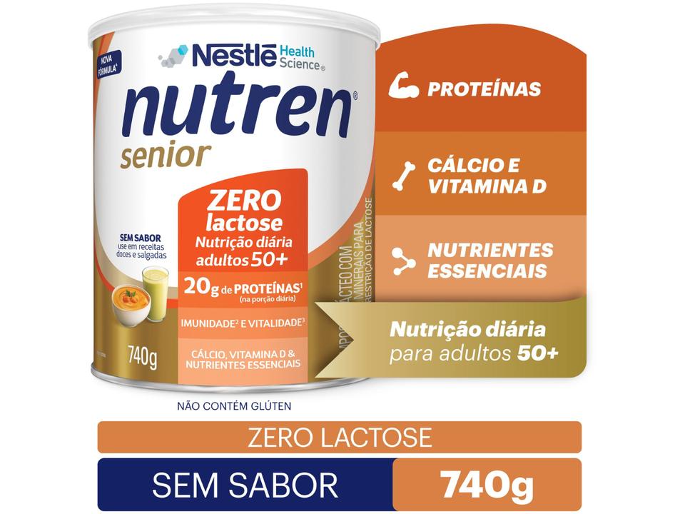 Complemento Alimentar Nutren Senior Sem Sabor Zero Lactose 740g - 1