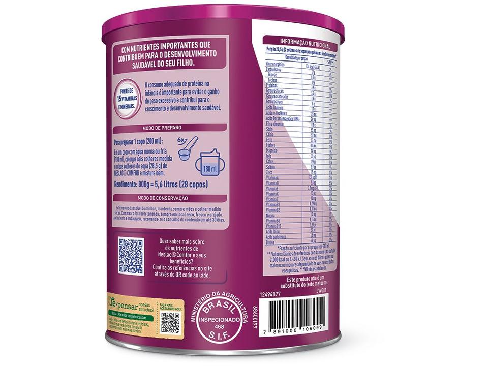 Composto Lácteo Neslac Original Comfor Integral 800g - 8