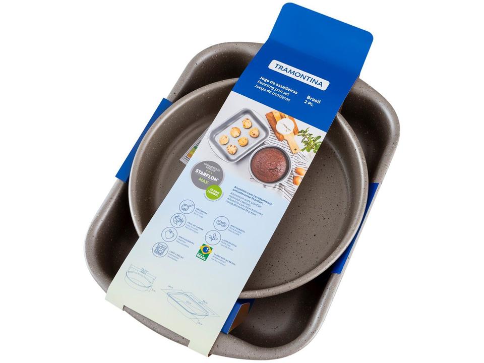 Conjunto de Assadeiras de Alumínio Antiaderente Tramontina Brasil 2 Peças - 9