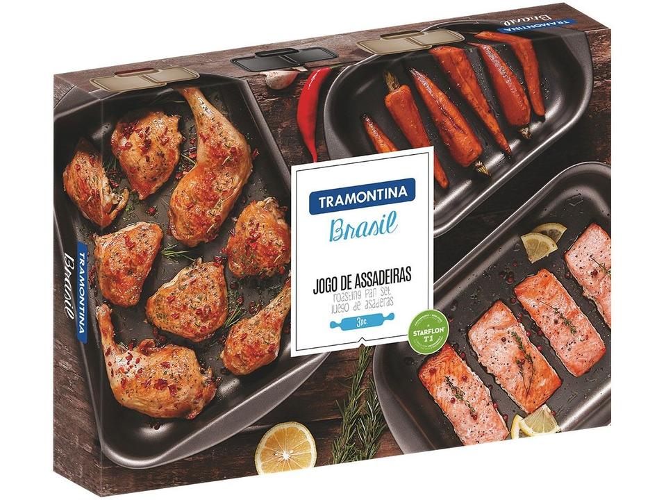 Conjunto de Assadeiras de Alumínio Antiaderente Tramontina Brasil 3 Peças - 1