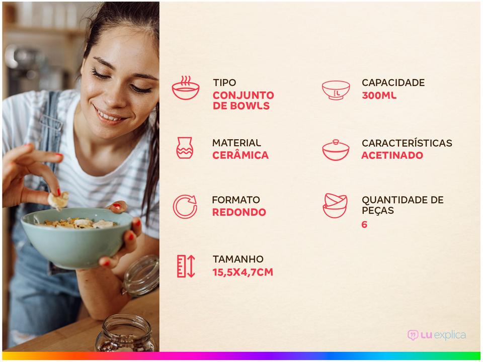 Conjunto de Bowls de Cerâmica Alleanza Natal Ho Ho Ho 300ml 6 Peças - 1