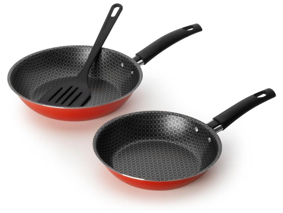 Conjunto de Frigideiras Antiaderente Multiflon Essencial Vermelho 3 Peças - 3