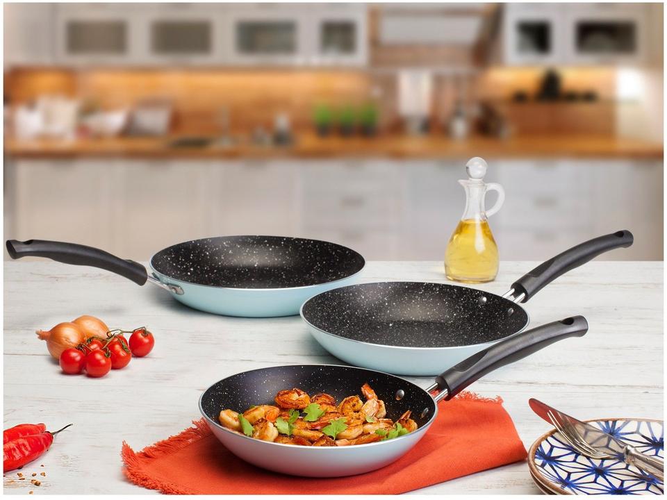 Conjunto de Frigideiras Antiaderente Tramontina de Alumínio 27899/449 Azul 3 Peças - 1