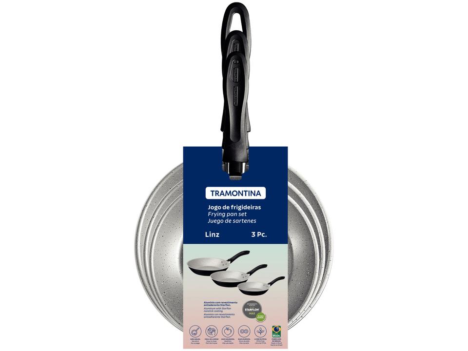 Conjunto de Frigideiras Antiaderente Tramontina de Alumínio Linz Preto 3 Peças - 7