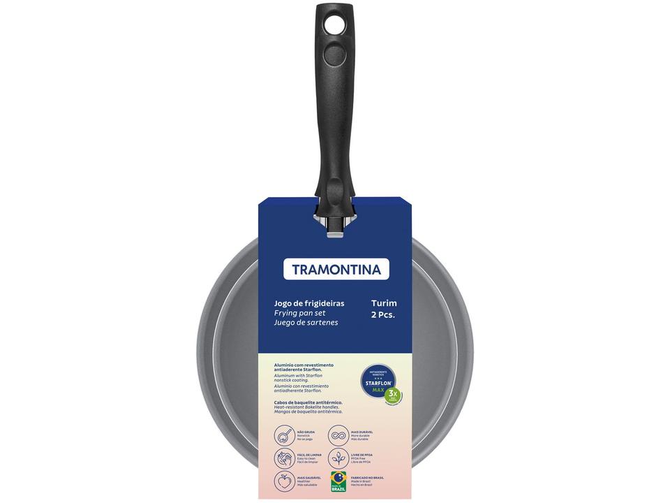 Conjunto de Frigideiras Antiaderente Tramontina de Alumínio Turim Cinza 2 Peças - 1