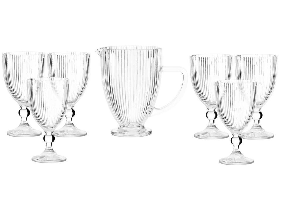 Conjunto de Jarra 1L e Taças 350ml de Vidro Haus Concept Canelado 7 Peças - 3