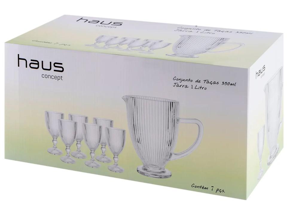 Conjunto de Jarra 1L e Taças 350ml de Vidro Haus Concept Canelado 7 Peças - 8