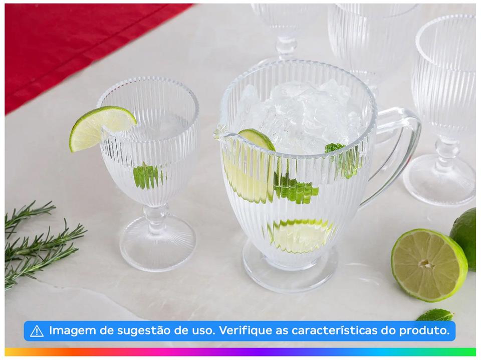 Conjunto de Jarra 1L e Taças 350ml de Vidro Haus Concept Canelado 7 Peças - 2