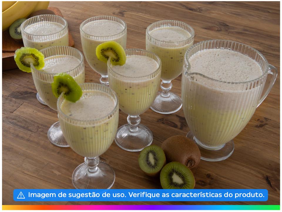 Conjunto de Jarra 1L e Taças 350ml de Vidro Haus Concept Canelado 7 Peças - 1