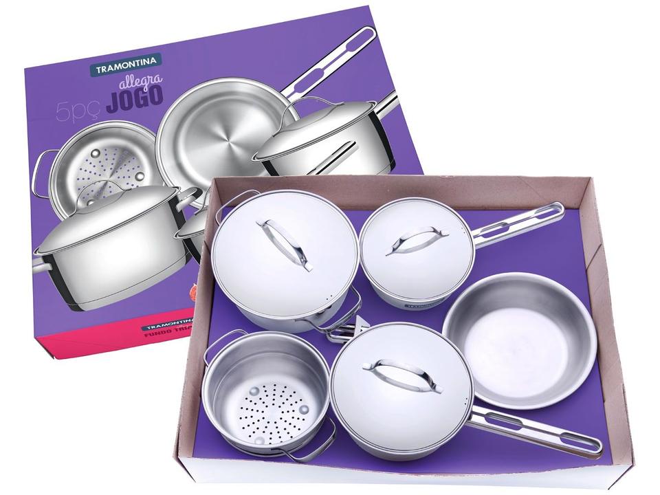 Conjunto de Panelas Tramontina Allegra Inox 5 Peças Fundo Triplo - 4
