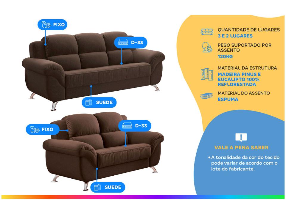 Conjunto de Sofás 2 e 3 Lugares Marselha Linoforte - 1