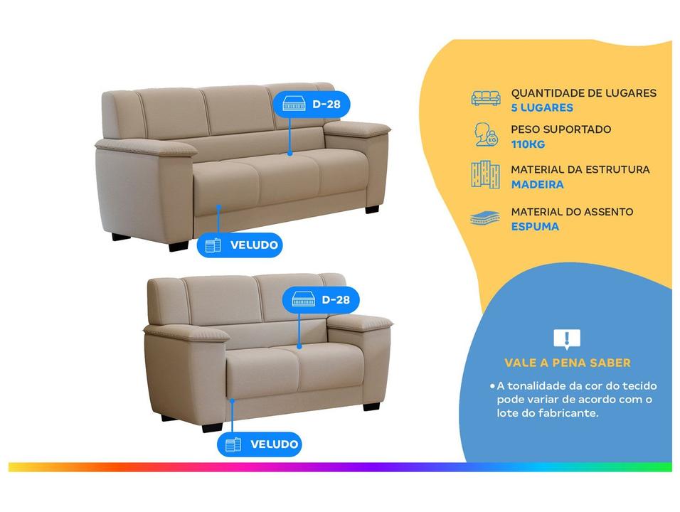 Conjunto de Sofás 2 e 3 Lugares Milão Besthouse - 3