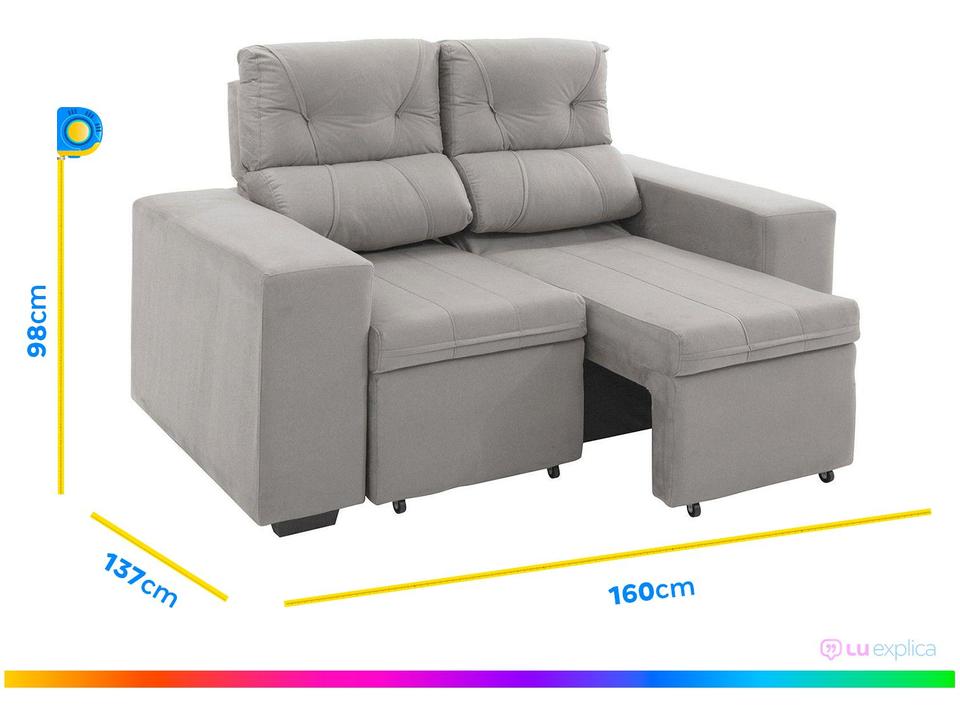 Conjunto de Sofás 2 e 3 Lugares Retrátil e - 3