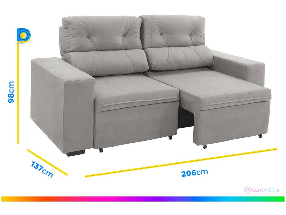 Conjunto de Sofás 2 e 3 Lugares Retrátil e - 2