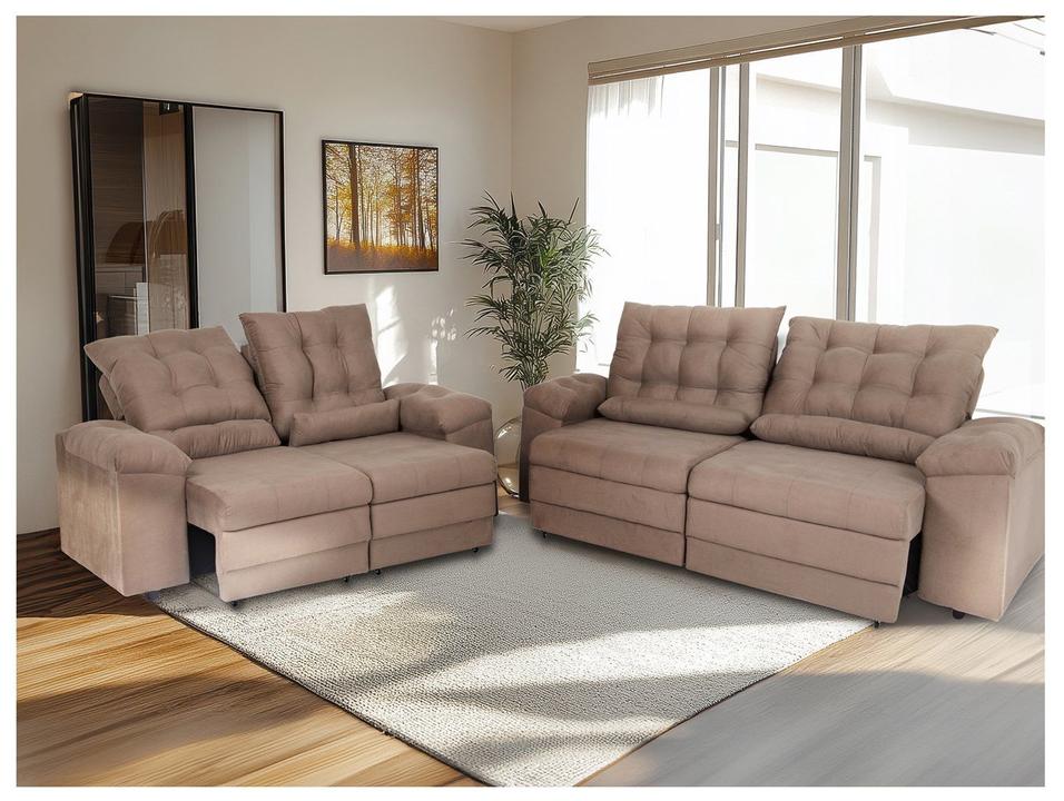 Conjunto de Sofás 2 e 3 lugares Retrátil Reclinável Suede Phormatta Colômbia SMP - 4