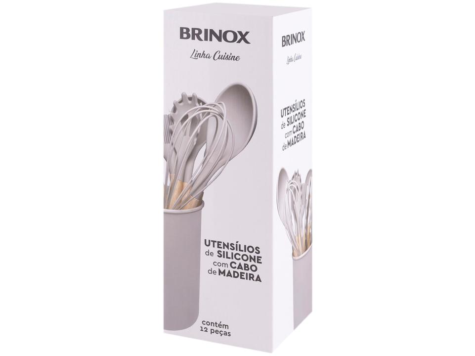 Conjunto de Utensílios de Silicone e Madeira Brinox Top Pratic Cousine 12 Peças - 16