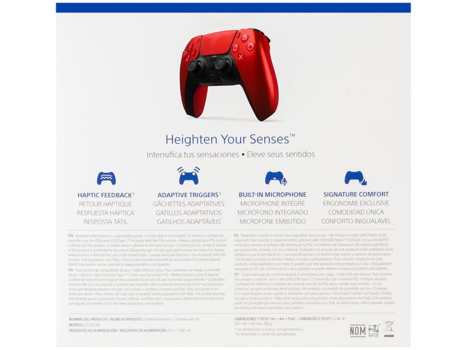 Controle PS5 sem Fio DualSense Sony - Volcanic Red - 13