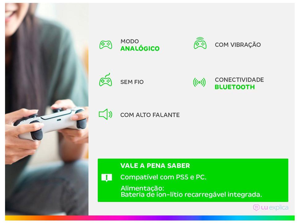 Controle sem Fio DualSense PS5 Sony PlayStation Branco - 1