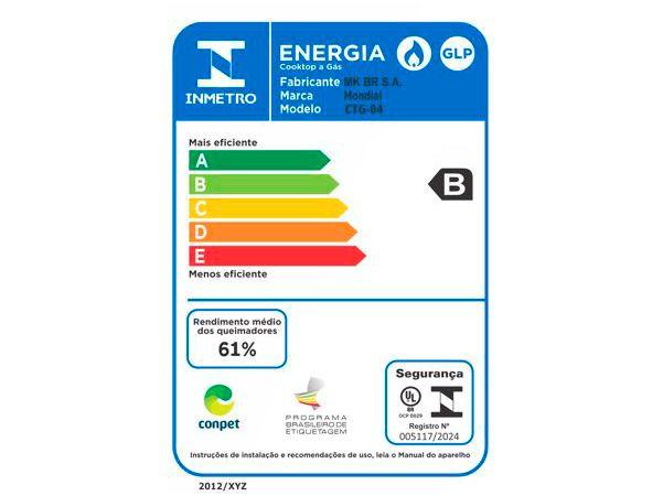 Cooktop 2 Bocas a Gás GLP Mondial Mesa de Vidro Preto Acendimento Automático Portátil CTG-04 - 6