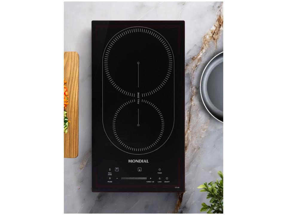 Cooktop 2 Bocas Indução Mondial Mesa de Vidro Timer Preto Touch Acendimento Automático CTI-02 - 2