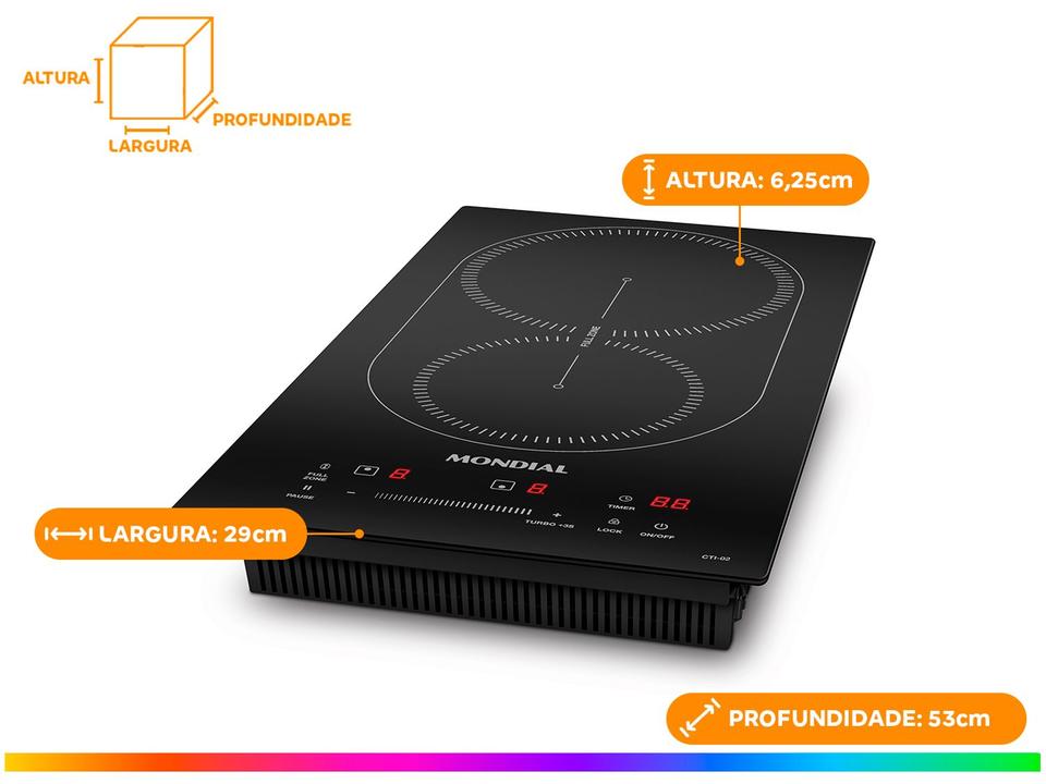 Cooktop 2 Bocas Indução Mondial Touch Preto Acendimento Automático CTI-02 - 4