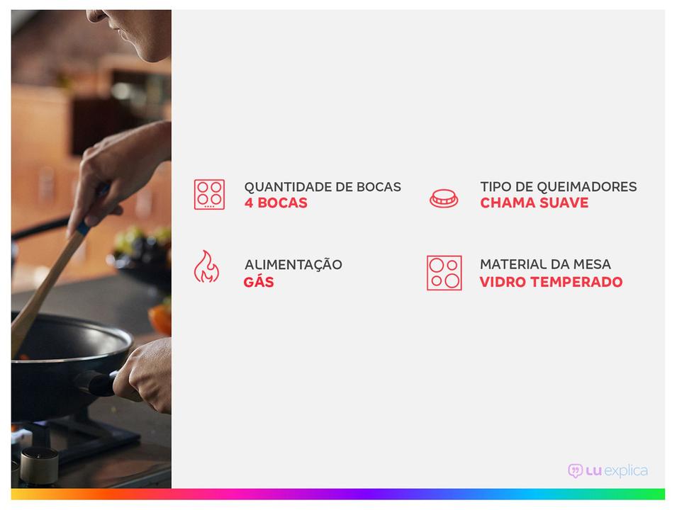 Cooktop 4 Bocas a Gás Consul GLP Preto Superautomático CD060BE - 1