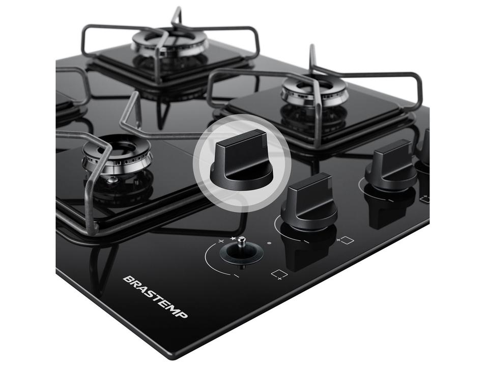 Cooktop 4 Bocas a Gás GLP Brastemp Mesa de Vidro Chama Simmer Preto Acendimento Superautomático BDD61BE - 4