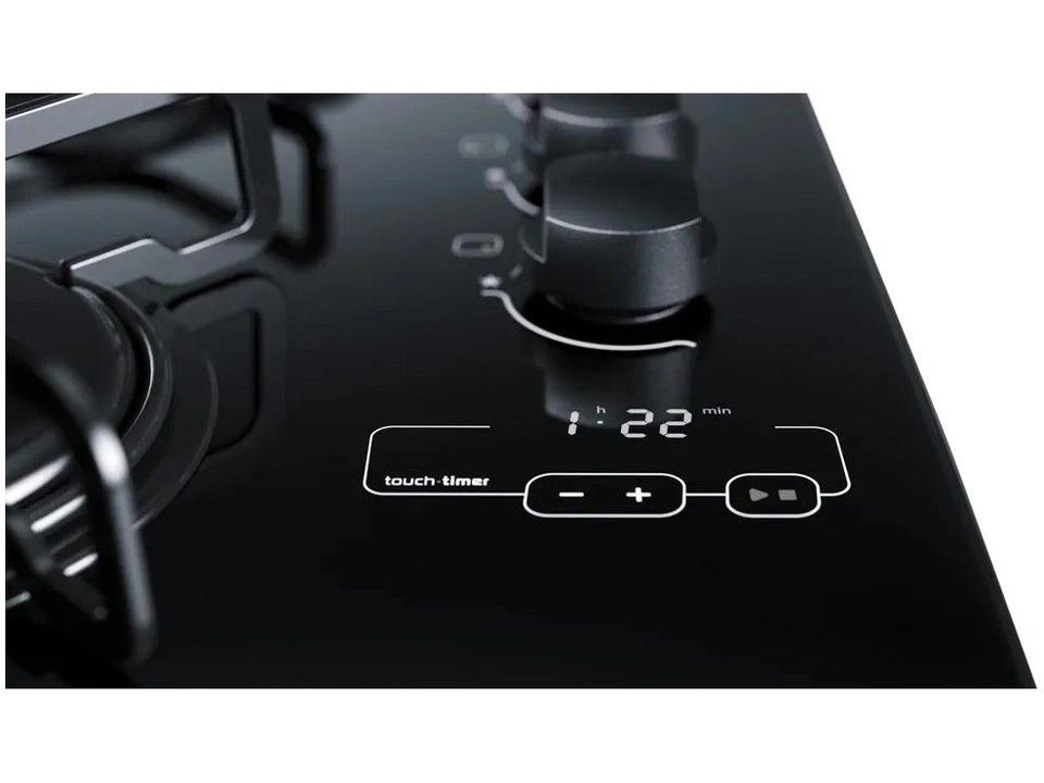 Cooktop 4 Bocas a Gás GLP Brastemp Vidro Temperado - Touch com Timer Preto Ative! BDT62AE - Bivolt - 4