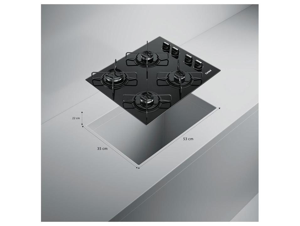 Cooktop 4 Bocas a Gás GLP Consul Mesa de Vidro Preto Acendimento Automático CD060BE - 3