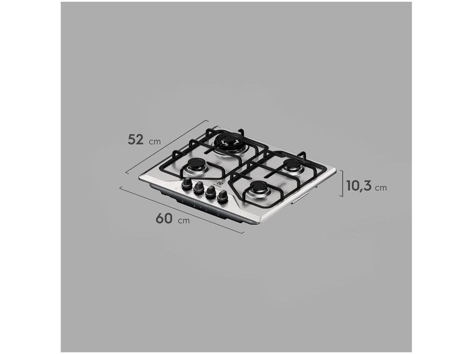 Cooktop 4 Bocas a Gás GLP Electrolux Mesa Inox Multi Chama KE4XC - 1