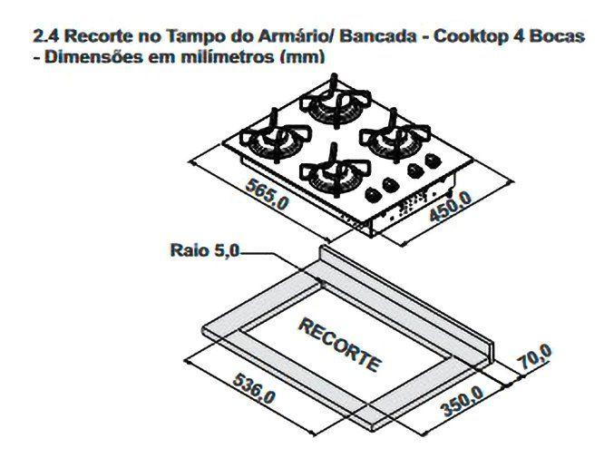 Cooktop 4 Bocas a Gás GLP Itatiaia Preto Electra Plus - 1