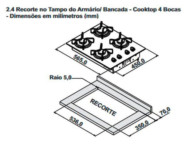 Cooktop 4 Bocas a Gás GLP Itatiaia Preto Essencial - 1