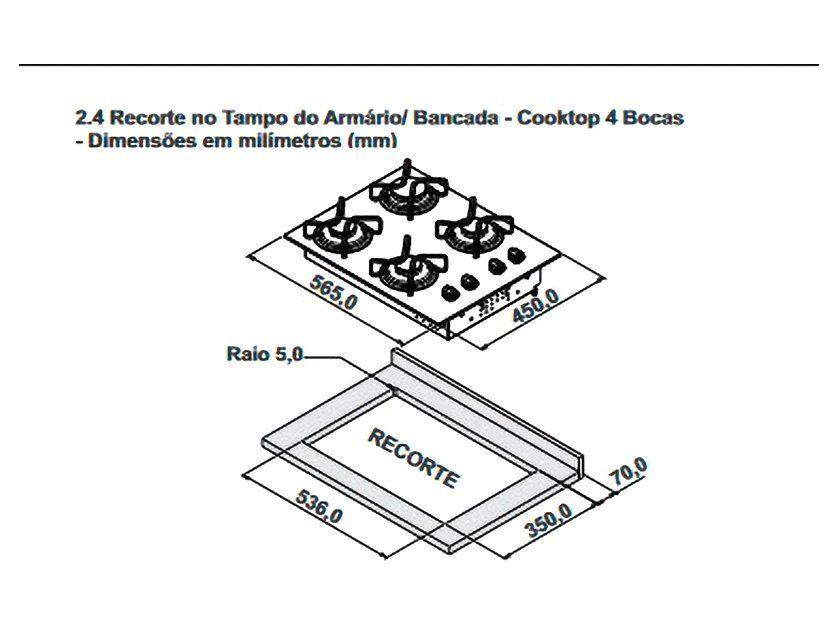 Cooktop 4 Bocas a Gás GLP Itatiaia Preto Itamaster Trempe Ferro Fundido - 1