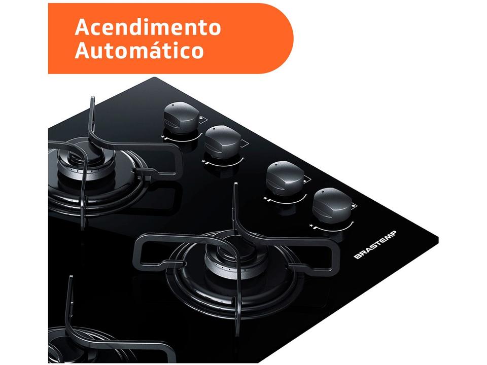 Cooktop 4 Bocas Brastemp Preto a Gás GLP - 11