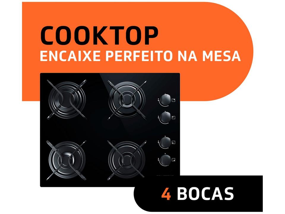 Cooktop 4 Bocas Brastemp Preto a Gás GLP - 8
