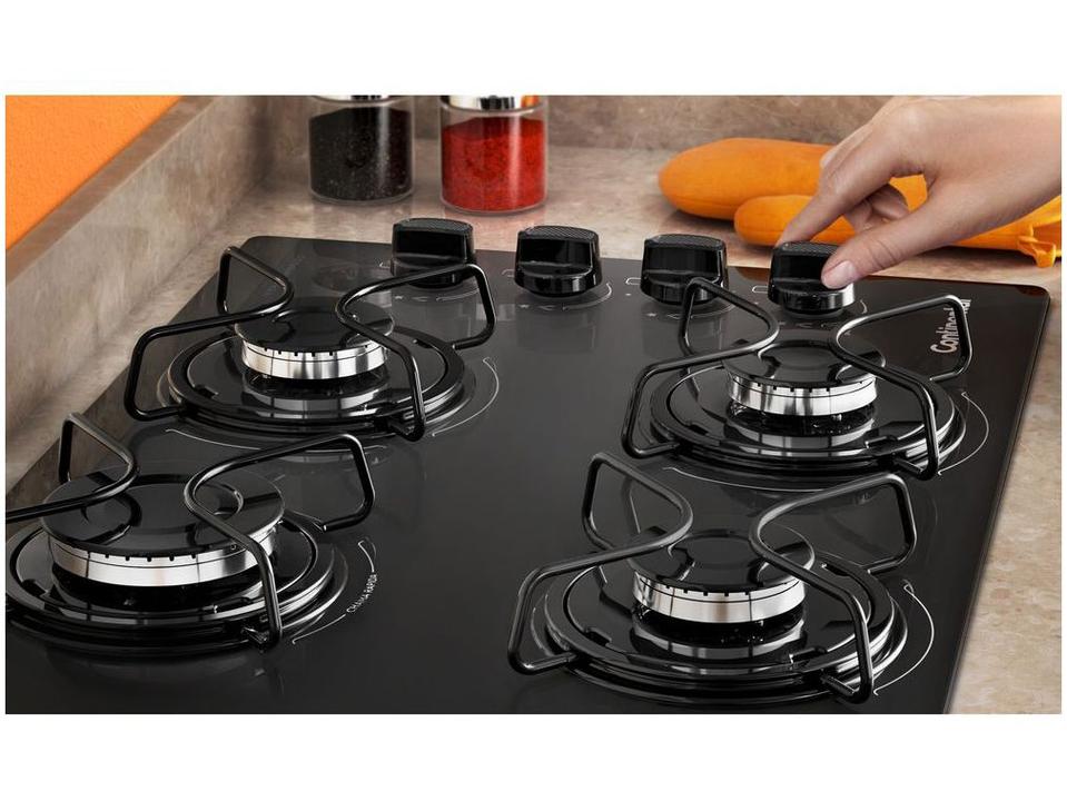 Cooktop 4 Bocas Continental a Gás GLP Preto - 1