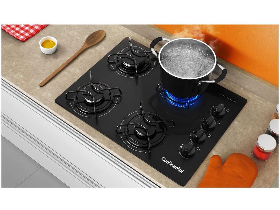 Cooktop 4 Bocas Continental a Gás GLP Preto - 3