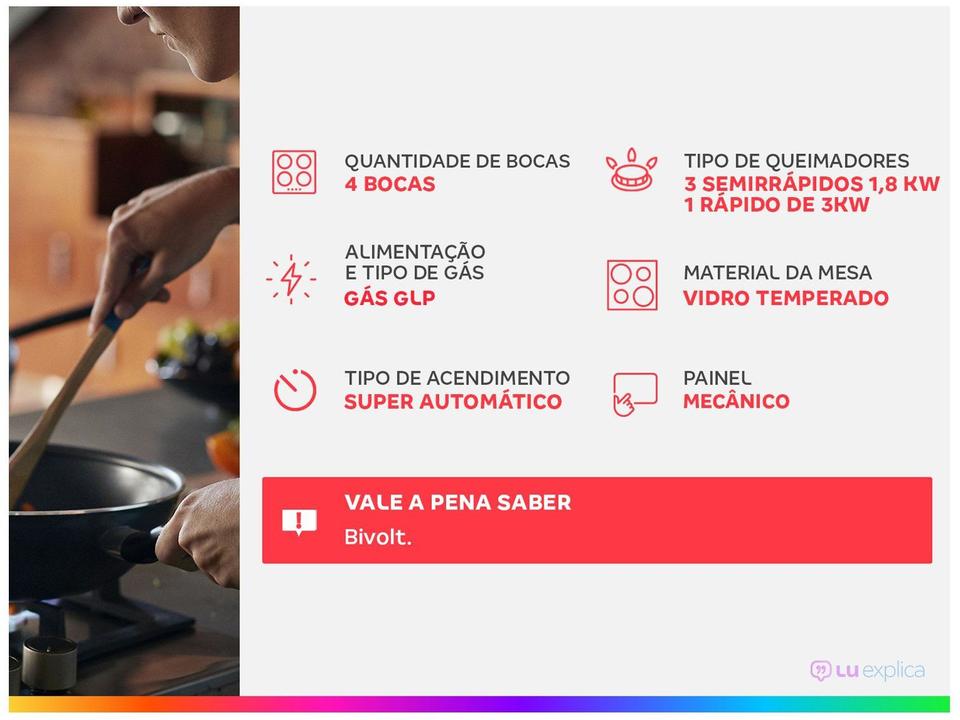 Cooktop 4 Bocas Electrolux a Gás GLP Preto - 3