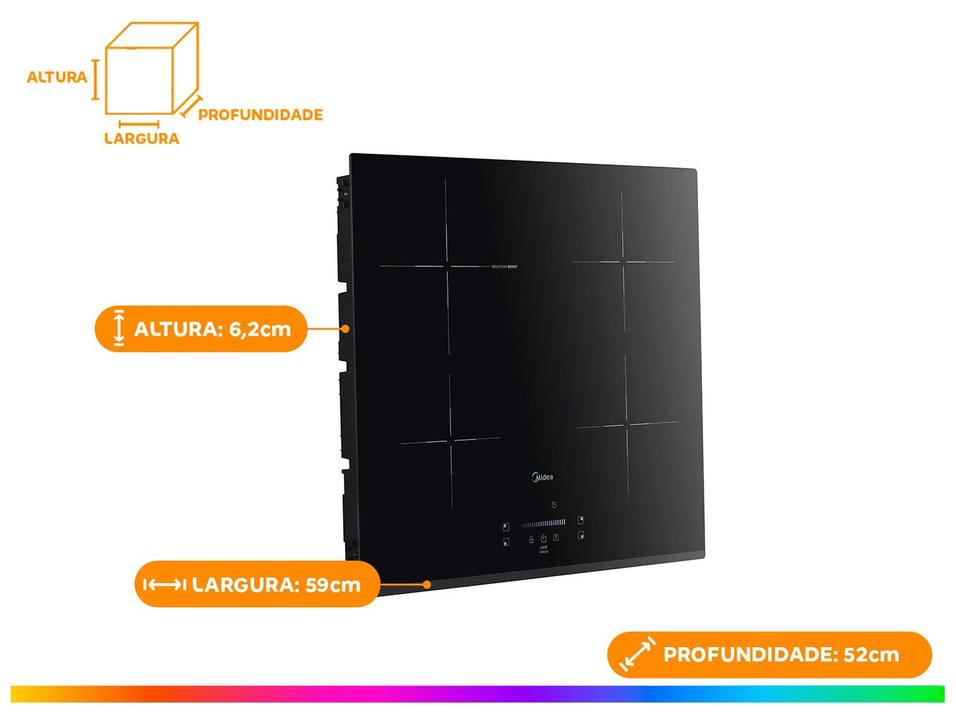 Cooktop 4 Bocas Elétrico Midea Vitrocerâmico Touch Digital Preto Acendimento Automático CYC40P2 - 2