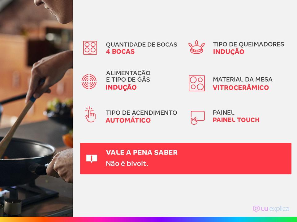 Cooktop 4 Bocas Indução Electrolux Vitrocerâmico Touch - 1